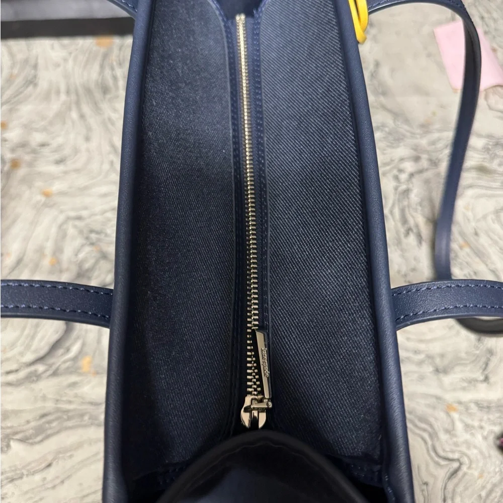 kate spade Navy Tote with Yellow Heart Charm